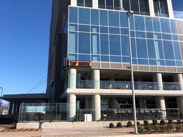 NW corner view of the new Omni Hotel showing views of the OKC Tap House