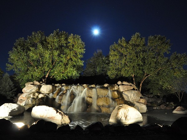 Full moon over the waterfall entrance to Wilderness Ridge at 5:00 a.m.