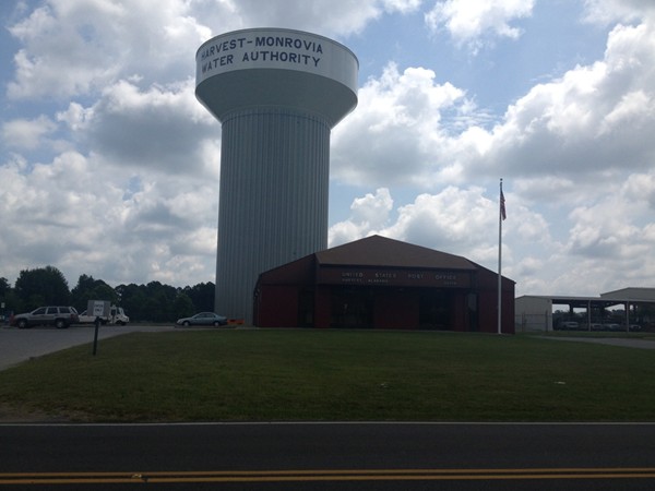 Post Office and water tower in Harvest, AL
