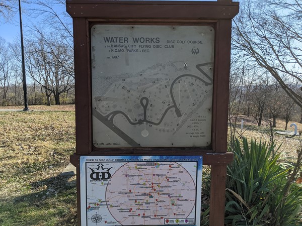 Map of the disc golf course at Waterworks Park