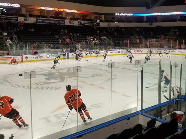 Pre-game warm ups for the Mavericks vs Oilers, at the Independence Events Center