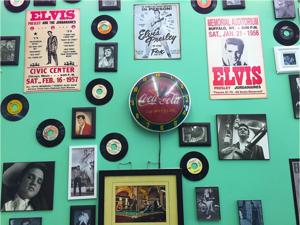 The 50's Diner features a large collection of Elvis memorabilia, along with great sweet potato fries