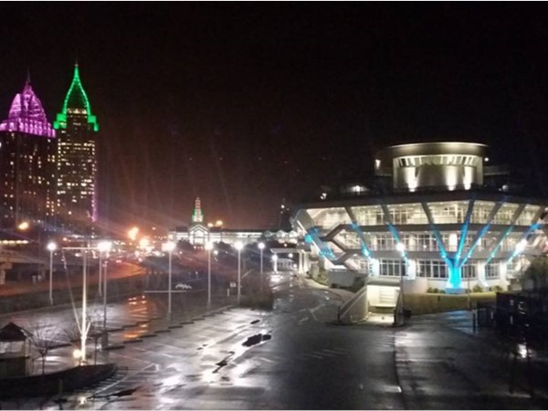 Downtown Mobile lit up for Mardi Gras and the new Maritime Museum