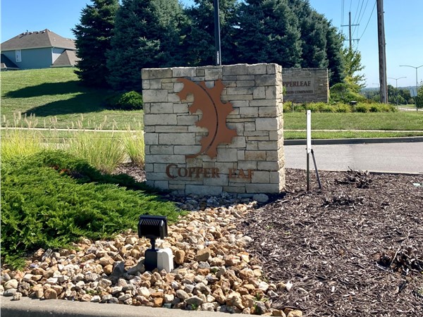 Entrance sign into Copperleaf subdivision near Liberty, MO