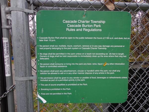 Rules for Cascade Burton Park
