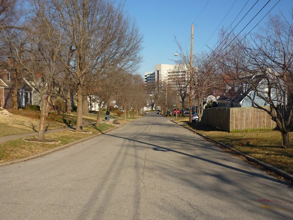 East 66th Terrace from Cherry Street in Armour Hills Gardens looking east