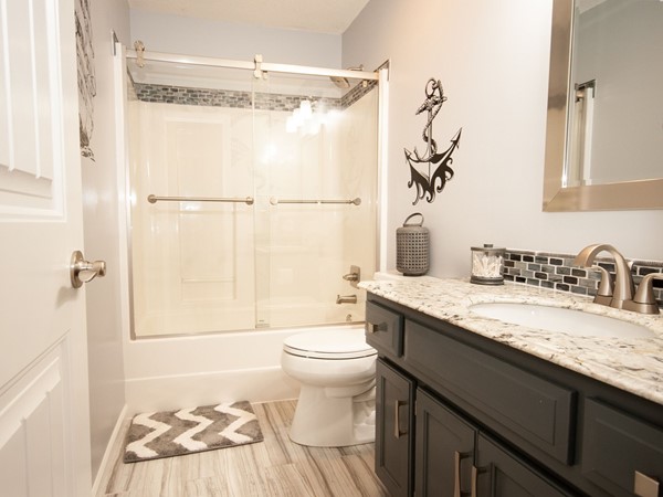 An awesome updated bathroom at Ward Park Place Subdivision, in Raymore