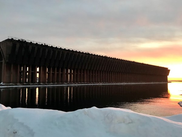 January morning at Marquette’s Ore Dock on the shores of Lake Superior