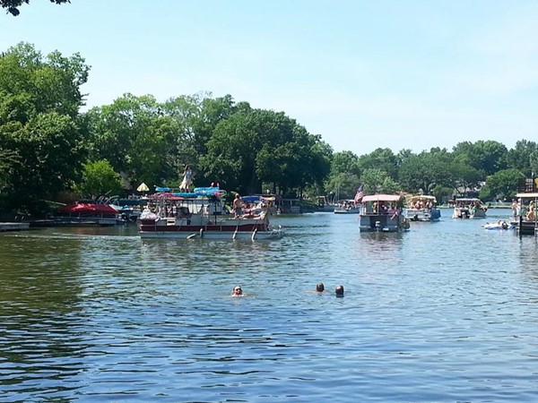 Fun on the 4th of July!  Annual boat parade at Lake Tapawingo