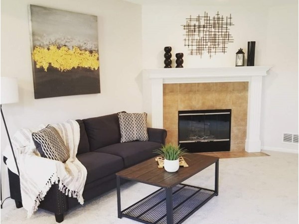 A staged living room at Hidden Ridge Condos, in Blue Springs. Courtesy of Staging Dreams