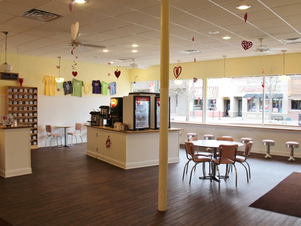 Photo of the inside of Scratch Cupcakery, downtown Main St., Cedar Falls