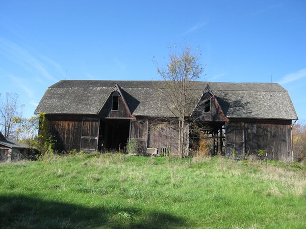An old barn sits as a reminder of a bustling farm that once thrived in Goodrich