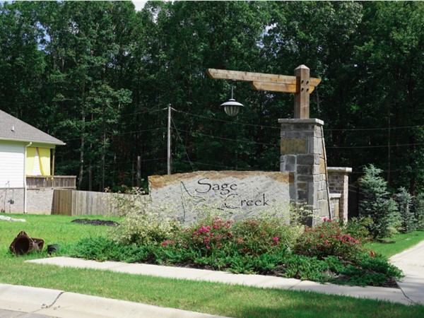 Entrance to Sage Creek Subdivision in Bryant, located in Saline County