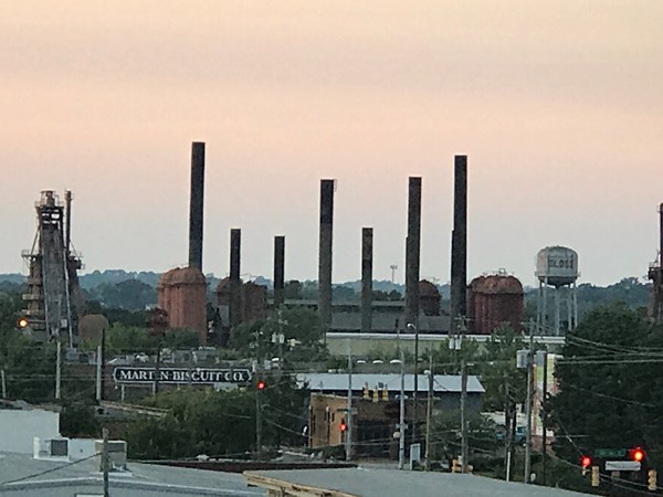 Gorgeous sunset over Sloss Furnace taken from a loft in Lakeview