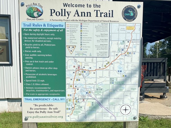 Polly Ann Trail runs from Orion Twp thru Oxford, to the Village of Leonard & into Lapeer County. 