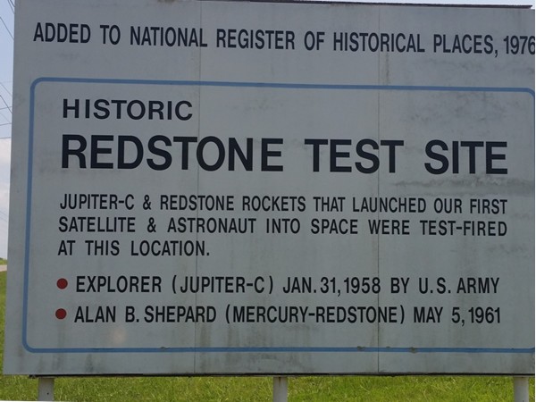 Beginning of history for space flight located on Redstone Arsenal!