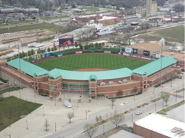 Hammons Field, home to the Springfield Cardinals, from the 22nd floor of Hammons Tower