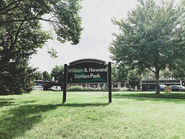 William B. Howard Station Park is located across the street from a yummy coffee shop 
