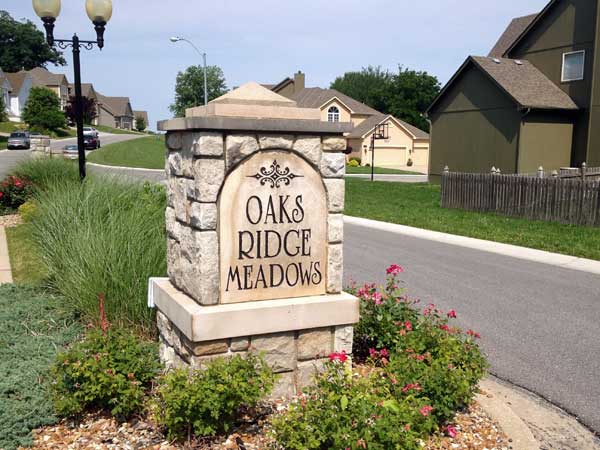 Oaks Ridge Meadows subdivision entrance.