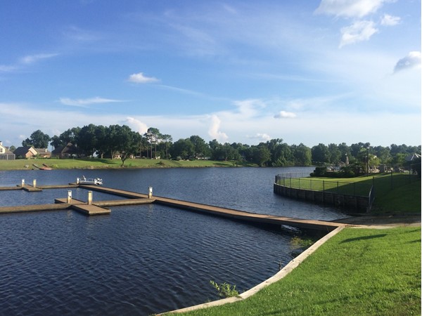 A beautiful day in Island Park overlooking its pristine private lake and custom homes off Parkway