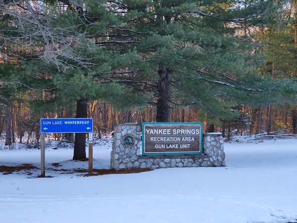 Entrance to Yankee Springs Recreation Area on Gun Lake