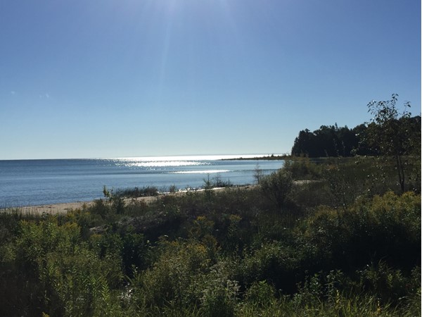 Wild beach front on Beaver Island surrounded by Lake Michigan in September 