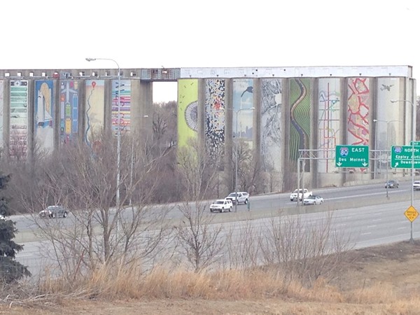 Artwork on the old grain silos near 34th and I-80
