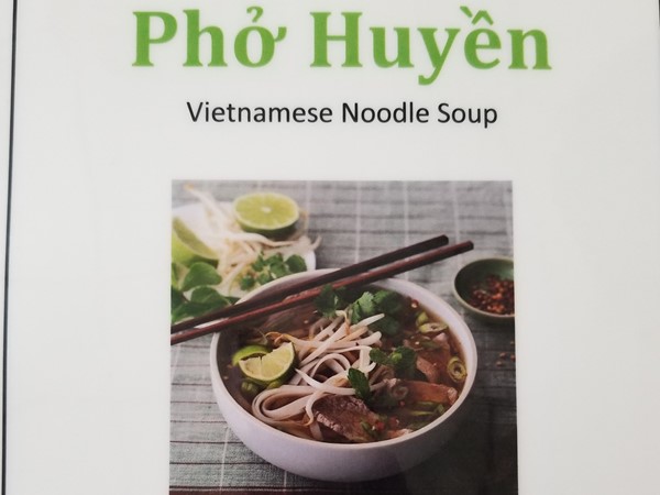 Menu cover at Pho Huyen Vietnamese food on Dave Ward Drive 