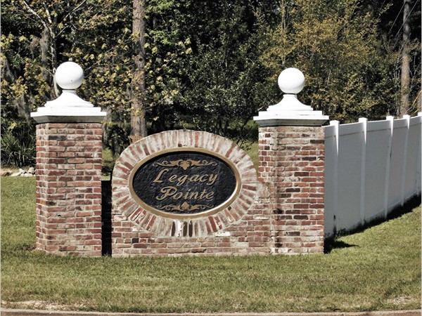 Entrance to the beautiful Legacy Pointe Subdivision