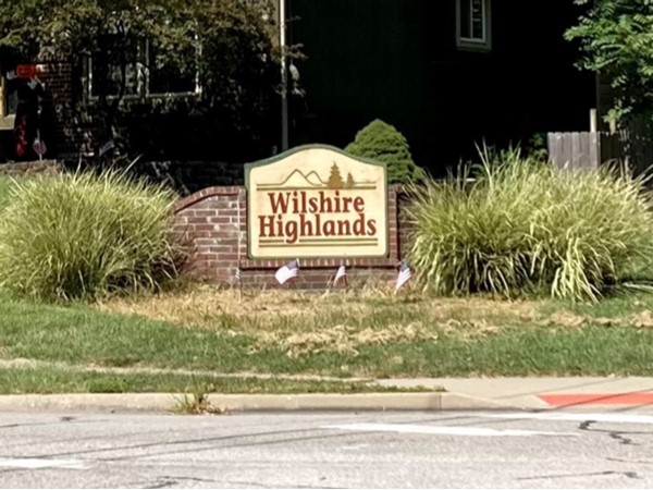 Neighborhood sign at Wilshire Highlands in Liberty