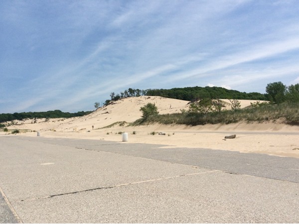 One of the parking lots in Warren Dunes State Park Beach area