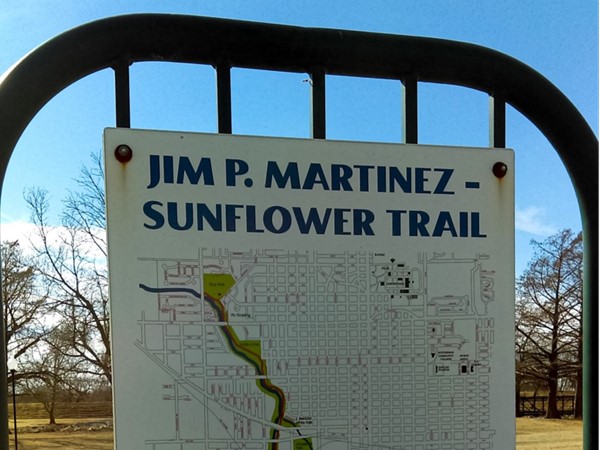 Jim P. Martinez Trail in Carey Park. Trail runs 6.8 miles through Reno County