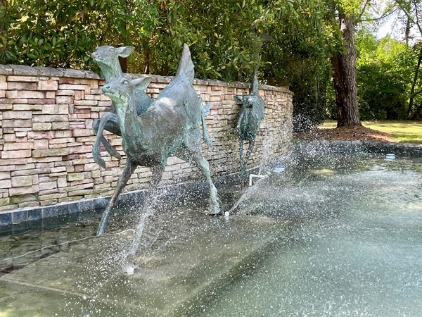 Bronze deer fountain welcomes you