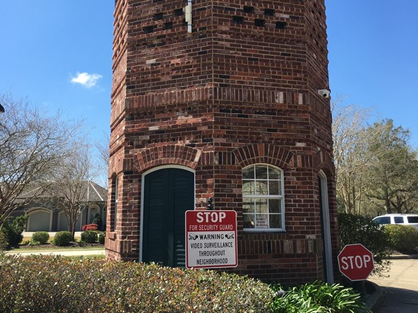 Security guard station at the entrance to Carter Plantation