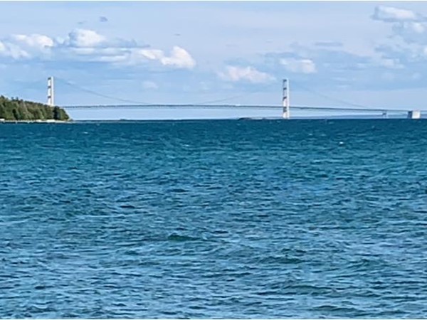 View of the Mackinac Bridge from the Upper Peninsula, Gros Cap area, west of St. Ignace