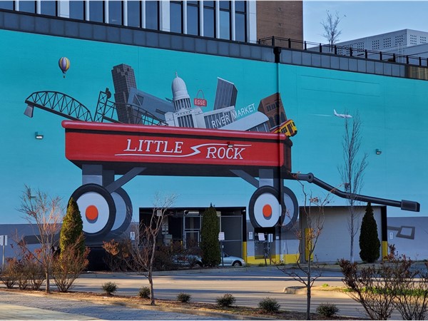 Several city landmarks are included in this Little Rock mural on Main Street