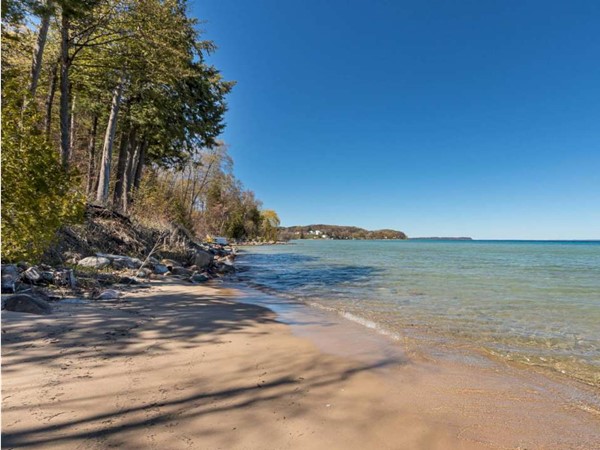 Shared sandy frontage at home in Old Mission Peninsula