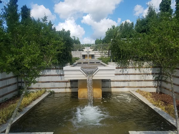 The peaceful sounds of a waterfall at Tulsa Botanic Garden