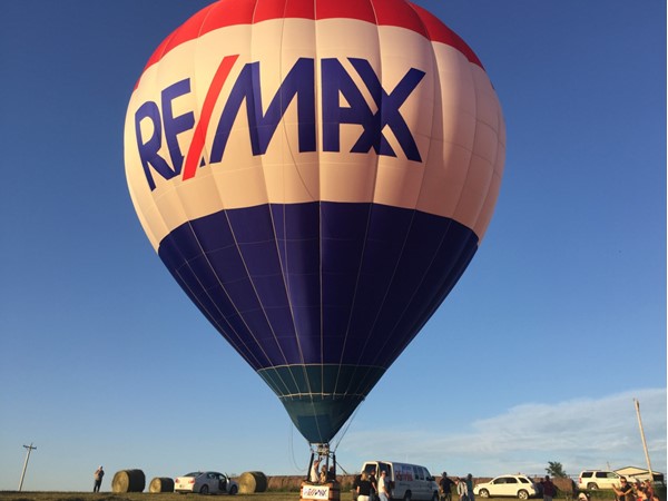RE/MAX hot air balloon getting ready for take off