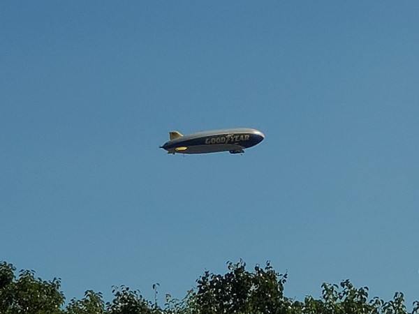 The Goodyear Blimp flying over Lawton today