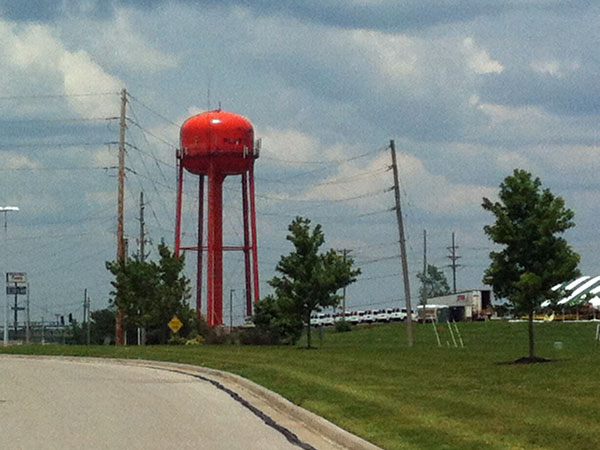 Platte City is known for it's Orange water tower just off the interstate.