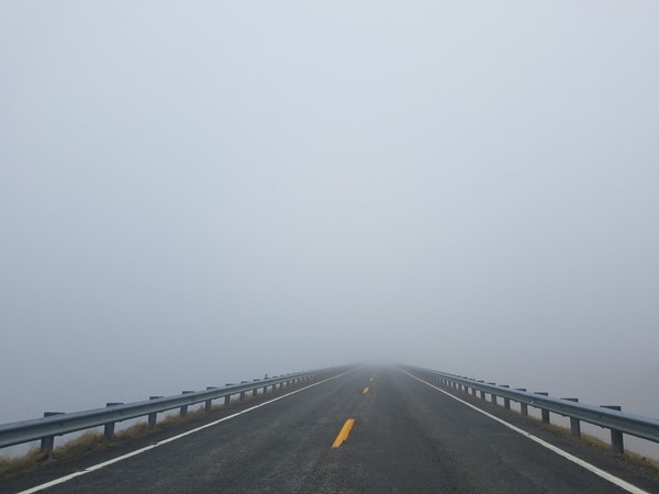 Incredible fog on Highway 107 near Eden Isle in Heber Springs 