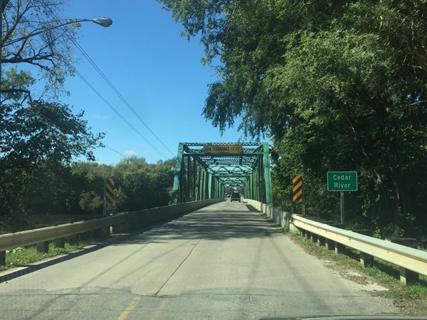Historic steel bridge is still in operation over the Cedar River