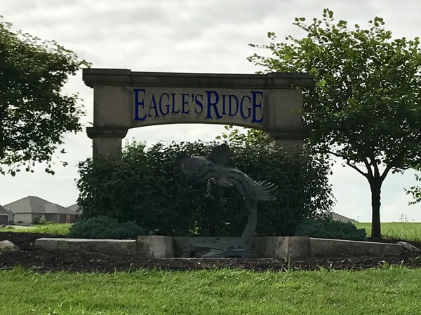 Beautiful sculpture at entrance to Eagles Ridge 