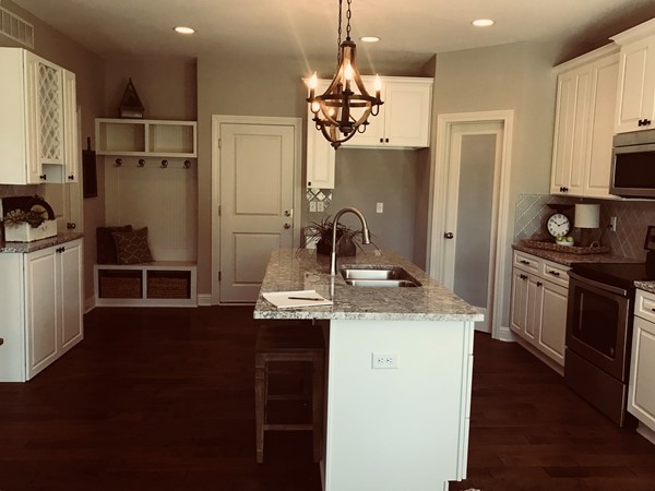 Open concept kitchen in the Linden plan at NewBerry at Piper