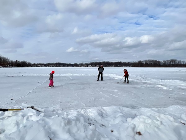 Ice hockey on Lobdell Lake looks fun...and cold!
