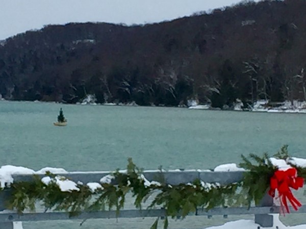Yes, a floating Christmas Tree in Glen Lake...holiday spirit is everywhere