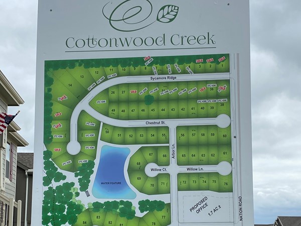 Subdivision map for Cottonwood Creek 