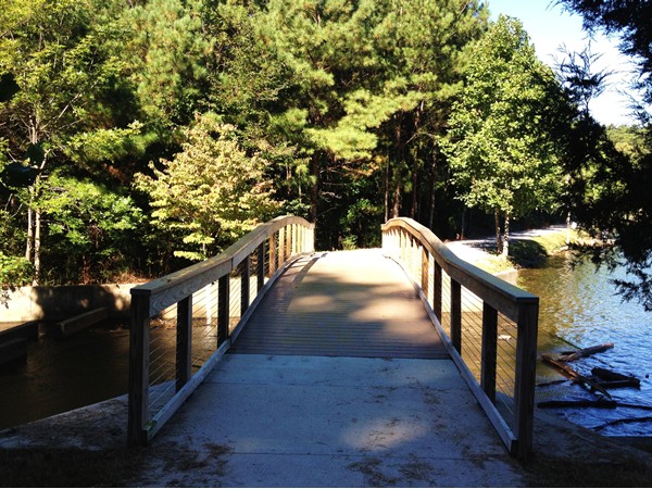 A short bridge over the southeastern corner of Cosby Lake