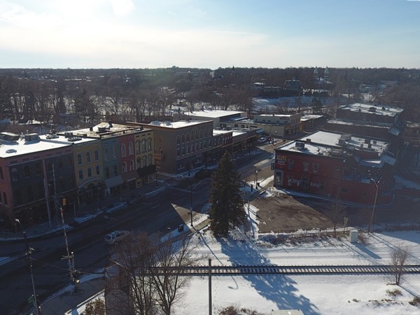 Drone footage of Depot Town in Ypsilanti